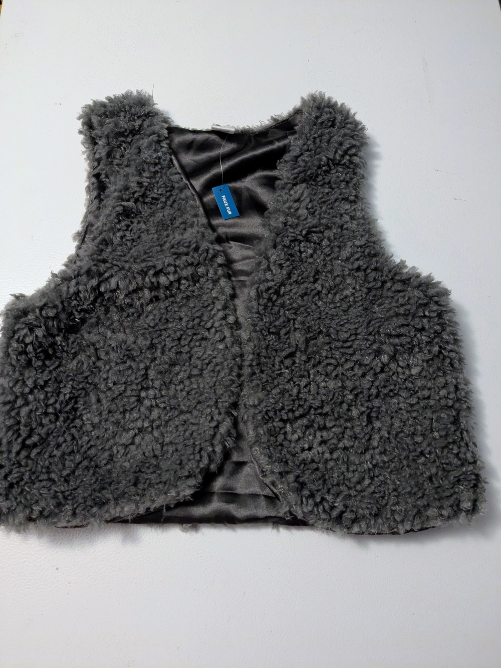 NWT Arizona Jean Company Kids Gray Faux Shearling Vest